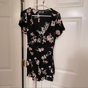American Eagle floral front-tie romper